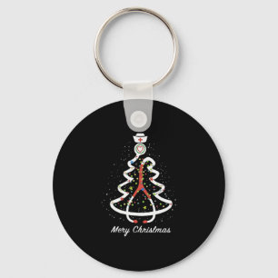 merry christmas stethoscope pine noel nurse key ring
