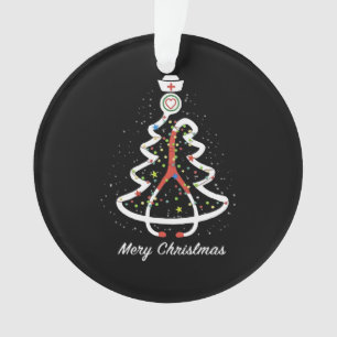 merry christmas stethoscope pine noel nurse ornament