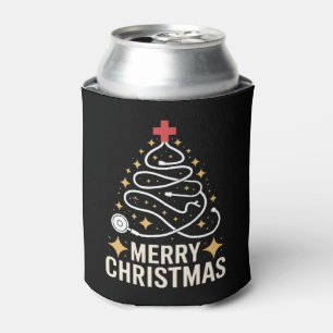 Merry Christmas Stethoscope Tree Nurse Doctor Xmas Can Cooler