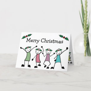 Merry Christmas Stick Friends Holiday Card