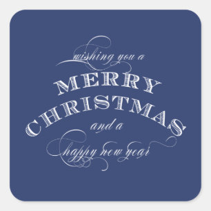 MERRY CHRISTMAS STICKER BLUE