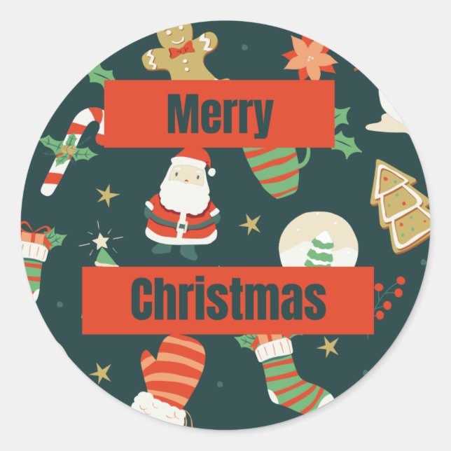 Merry christmas sticker. classic round sticker (Front)