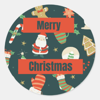 Merry christmas sticker. classic round sticker