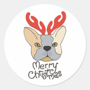 Merry Christmas Sticker Dog Xmas Design