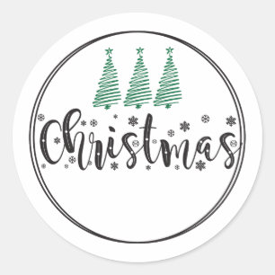 Merry christmas sticker/label classic round sticker