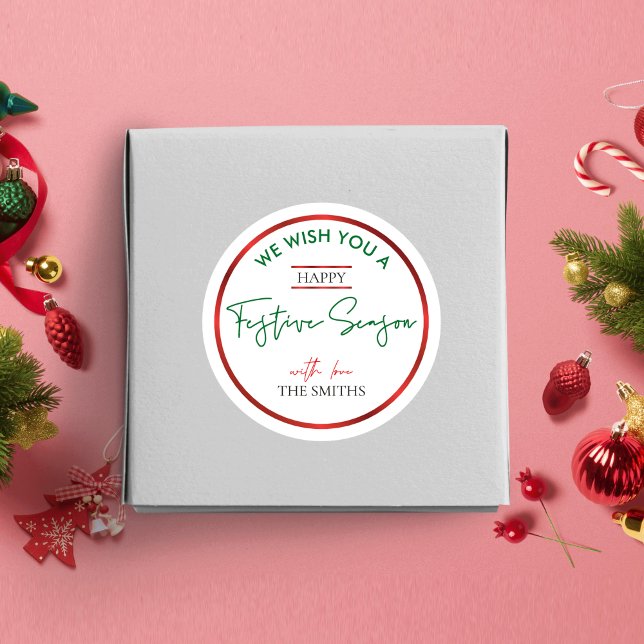Merry Christmas Sticker Red Green Personalised (Creator Uploaded)