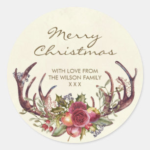 Merry Christmas sticker winter holly personalised