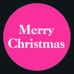 Merry Christmas Stickers Elegant Script Pink<br><div class="desc">Merry Christmas Hot Pink Round Stickers with stylish White Script on Hot Pink background. Round sticker set of 20 stickers. 30 Day Money Back Guarantee. Ships Worldwide fast.. Merry Christmas Round Stickers with beautiful decorative White Script on Hot Pink background., created by original artist RjFxx honoured with 237 art awards....</div>