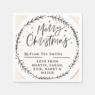 Merry Christmas Stickers Festive Holiday Labels Napkin