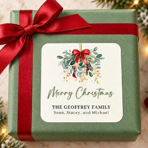 Merry Christmas Stickers Holiday Gift Favour Label