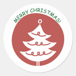 MERRY CHRISTMAS STICKERS RED CHRISTMAS TREE