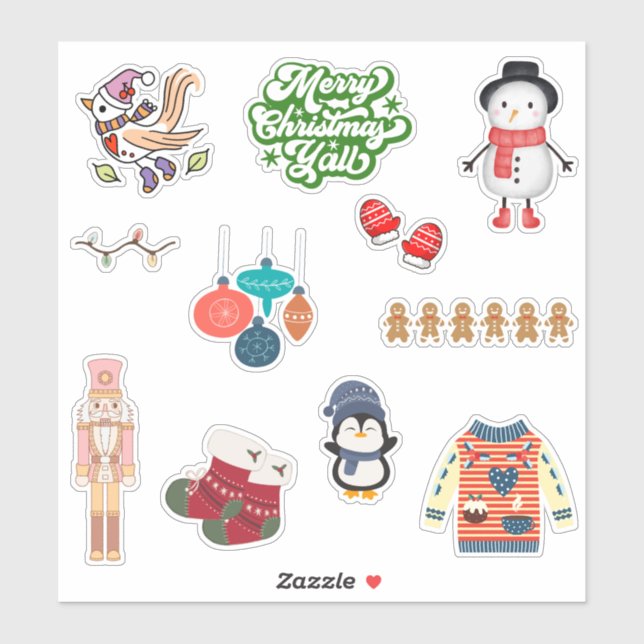 Merry Christmas Stickers Set (Sheet)
