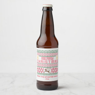 Merry Christmas, Stitched Style Beer Bottle Label