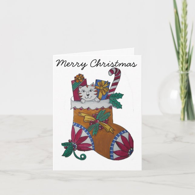 Merry Christmas Stocking Holiday Card (Front)