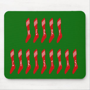 Merry Christmas Stocking Typography Quote Mouse Mat