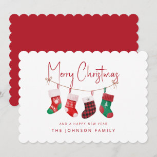 Merry Christmas Stockings Holiday Card