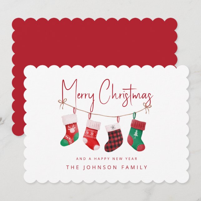 Merry Christmas Stockings Holiday Card (Front/Back)