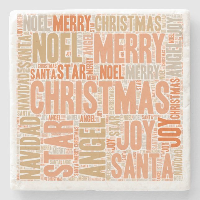 Merry Christmas Stone Coaster (Front)