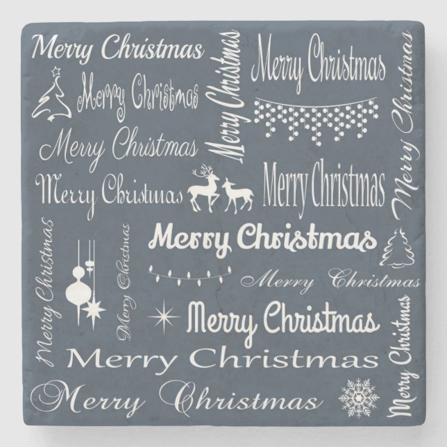 Merry Christmas Stone Coaster (Front)