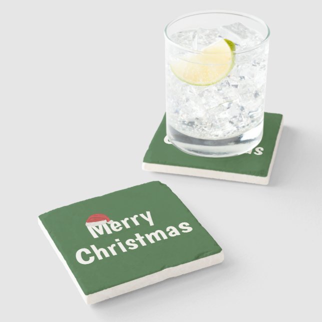 Merry Christmas Stone Coaster (Side)