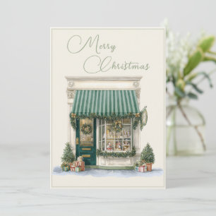 Merry Christmas Storefront Vintage Christmas Holiday Card