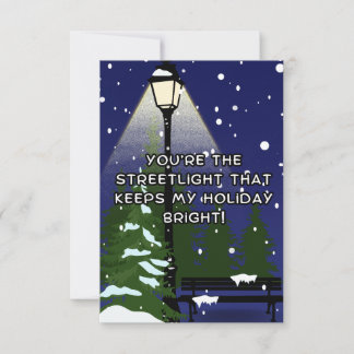 Merry Christmas Streetlight, Romantic Message Thank You Card