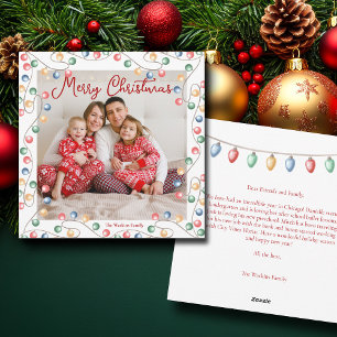 Merry Christmas String of Lights Photo Square Holiday Card