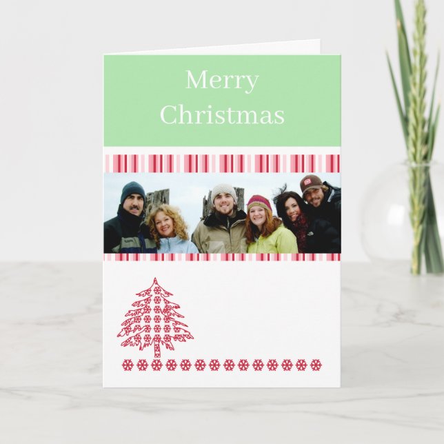 Merry Christmas Stripes With Your Family Photo Holiday Card (Front)