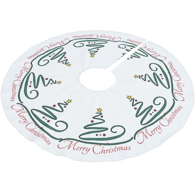 Merry Christmas, Stylised Christmas Tree - Skirt Brushed Polyester Tree Skirt (Angled)