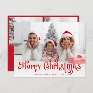 Merry Christmas Stylish Lettering Photo Holiday Card