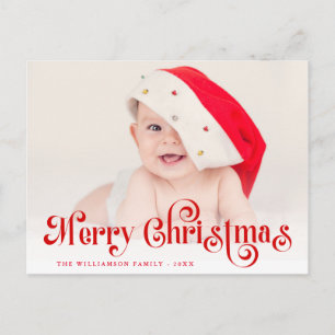 Merry Christmas stylish lettering photo postcard