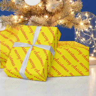 MERRY CHRISTMAS STYLISH MODERN YELLOW COLOUR GIFTS WRAPPING PAPER