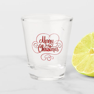 Merry Christmas Stylish Red Typography  Shot Glass