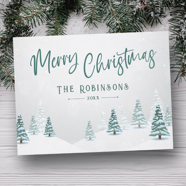 Merry Christmas Stylish Rustic Country Winter Tree Holiday Postcard (Creator Uploaded)