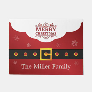 Merry Christmas Stylish Santa Suit Belt Welcome Doormat