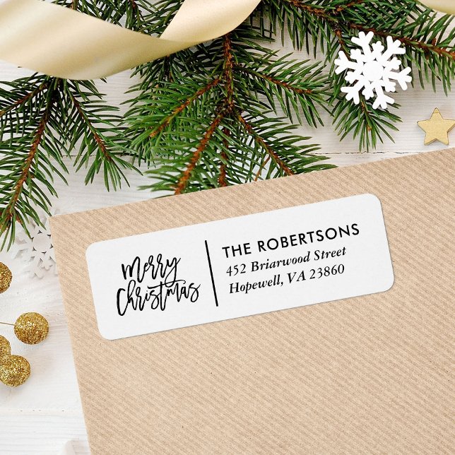 Merry Christmas Stylish Script Return Address (Creator Uploaded)
