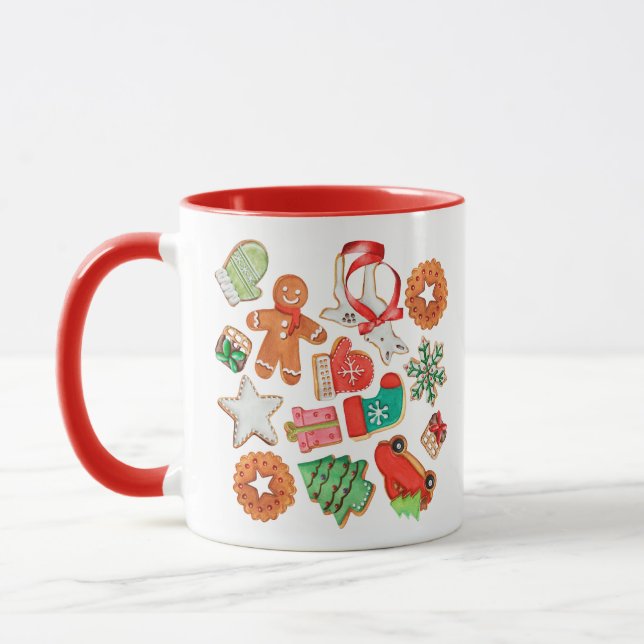 Merry Christmas Sugar Cookie Customisable Name Mug (Left)