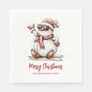 Merry Christmas Sunglass Snowman Napkin