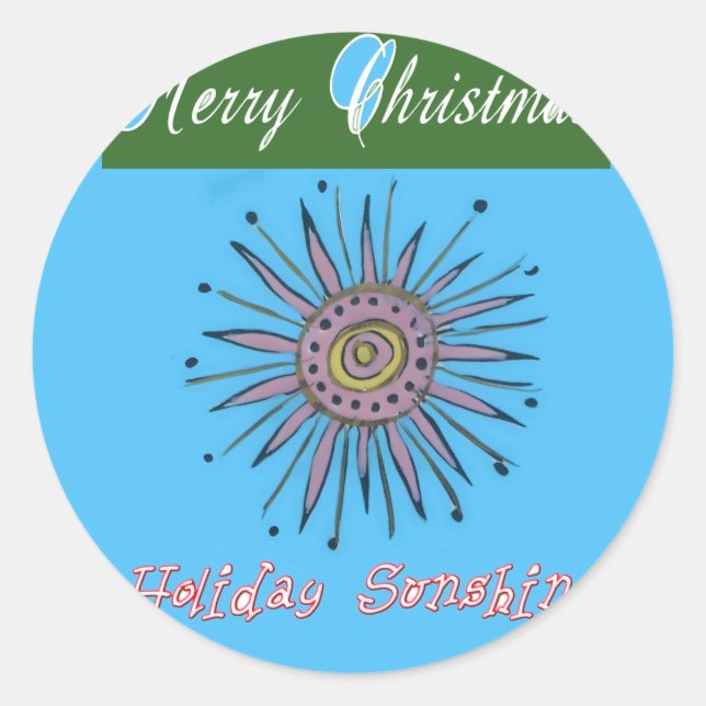 Merry Christmas Sunshine Holiday.png Classic Round Sticker (Front)