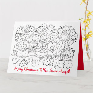 Merry Christmas Sweet Angel Colouring Book Card