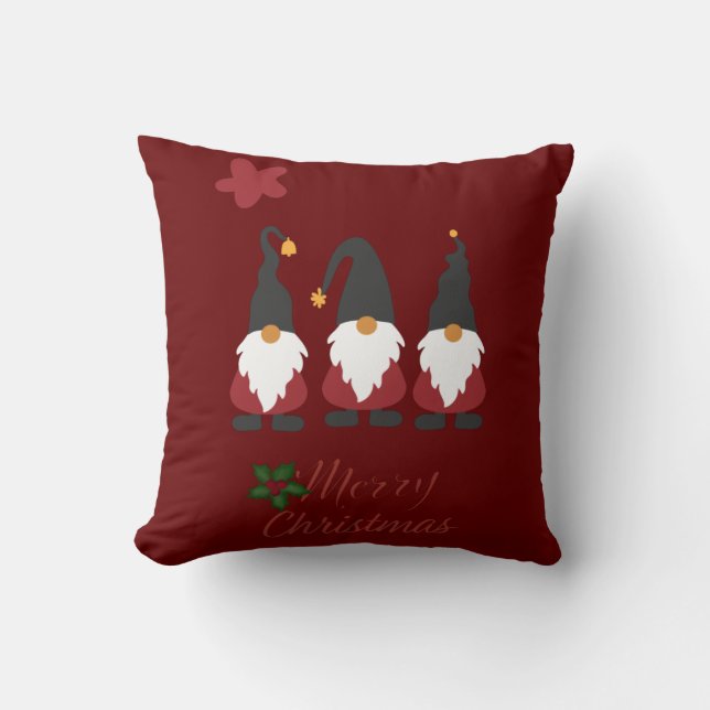 Merry Christmas Sweet Gnomes Cushion (Front)