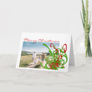 Merry Christmas Swirly Paint Splat Photo Holiday Card
