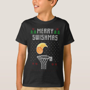 Merry Christmas Swishmas Basketball Xmas Gift Ugly T-Shirt