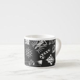 Merry Christmas Symbols Black Espresso Coffee Mug
