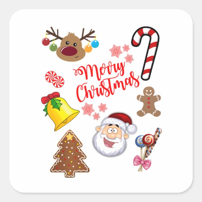 Merry Christmas symbols Square Sticker (Front)