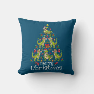 Merry Christmas T Rex Boys Kids Christmas Tree Rex Cushion