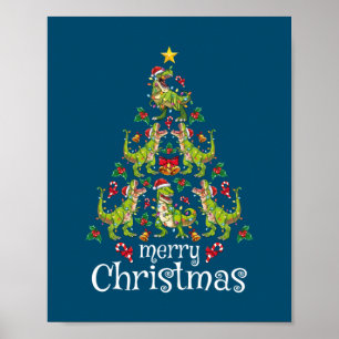 Merry Christmas T Rex Boys Kids Christmas Tree Rex Poster