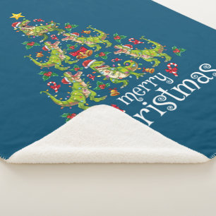 Merry Christmas T Rex Boys Kids Christmas Tree Rex Sherpa Blanket