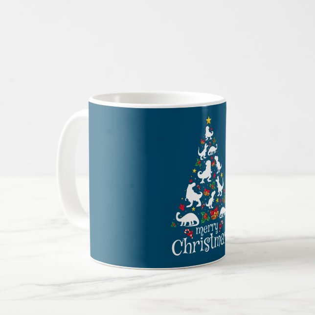 Merry Christmas T Rex Kids Boys Funny Christmas Coffee Mug (Front Left)