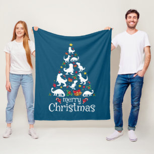 Merry Christmas T Rex Kids Boys Funny Christmas Fleece Blanket
